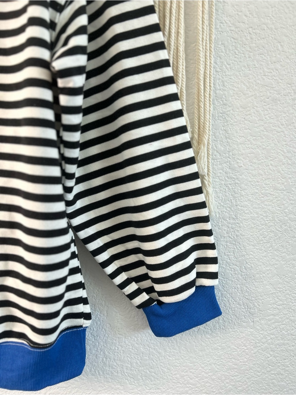 Striped Black & White Oversized Sweatshirt with Blue Trim FP inspired - Picture 7 of 9